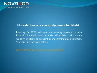 Elv Solutions & Security Systems Abu Dhabi  Novanodit.com