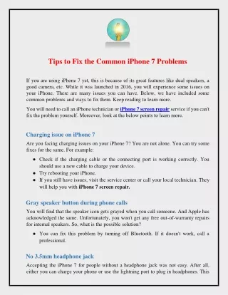 Tips to Fix the Common iPhone 7 Problems