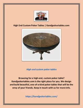 High End Custom Poker Tables | Kandjpokertables.com