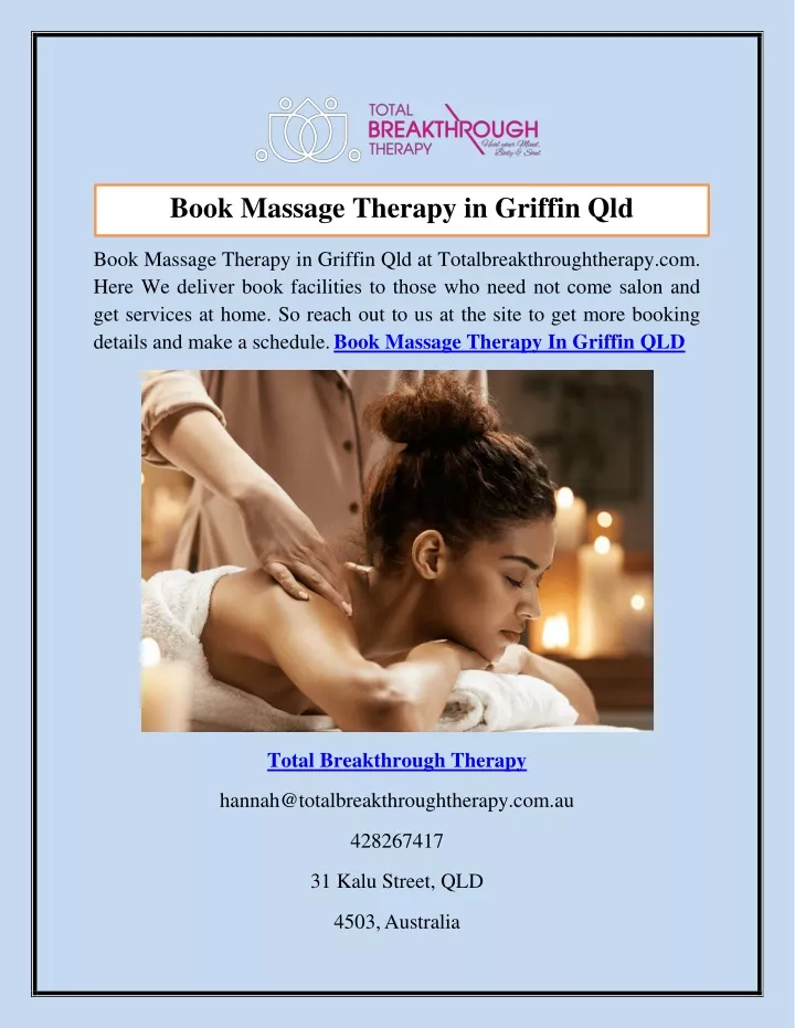 Ppt Book Massage Therapy In Griffin Qld Totalbreakthroughtherapy Powerpoint Presentation Id 