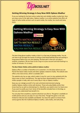getting winning strategy is easy now with dpboss