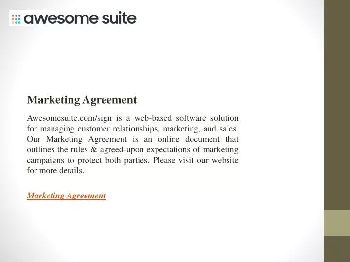 marketing agreement