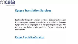 Kyrgyz Translation Services   Cetatranslations.com