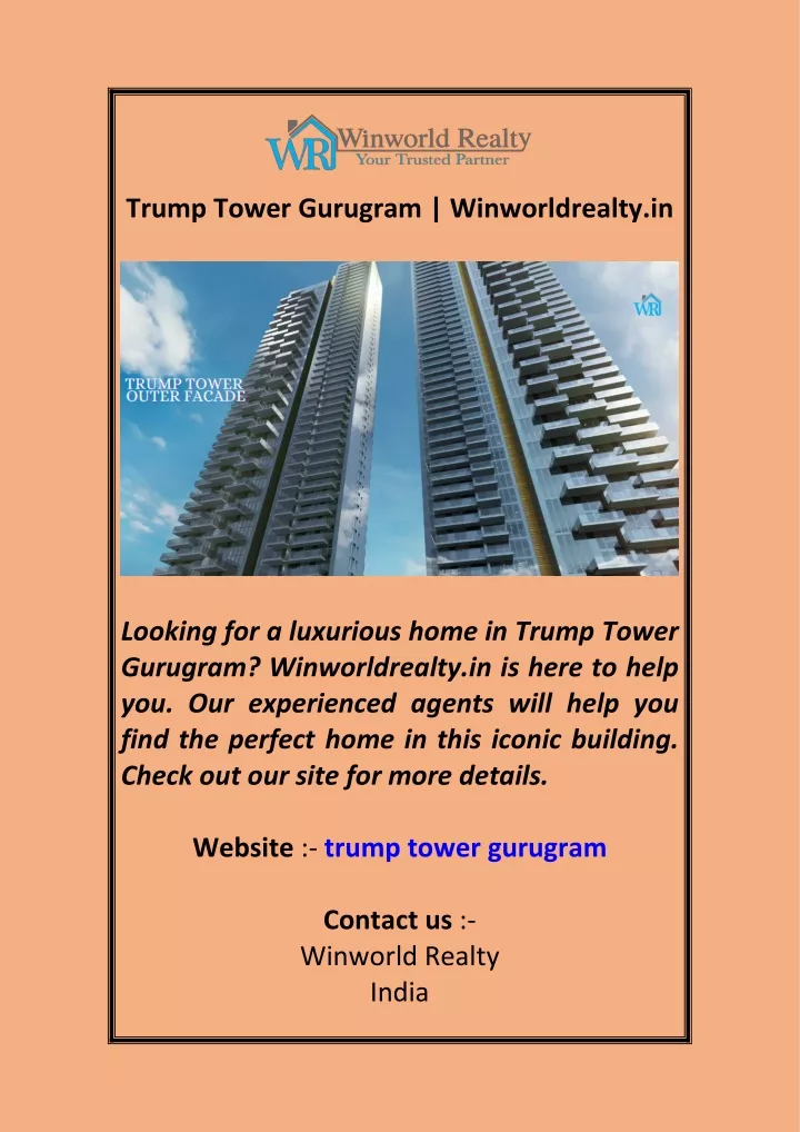 trump tower gurugram winworldrealty in