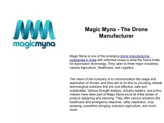 Magic Myna - The Drone Manufacturer