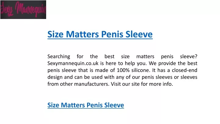 size matters penis sleeve