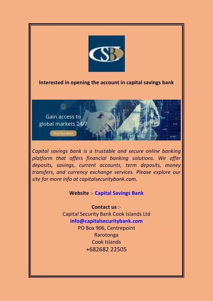 interested in opening the account in capital