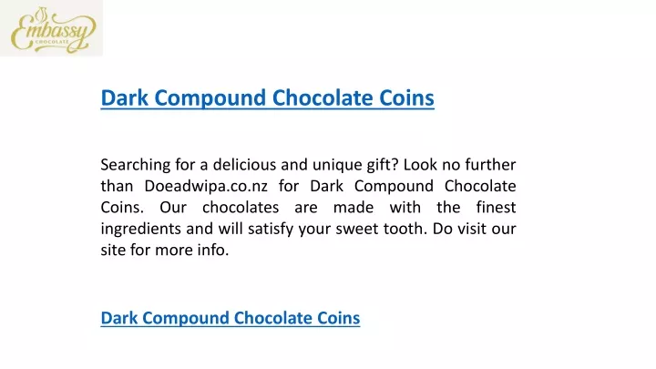 dark compound chocolate coins