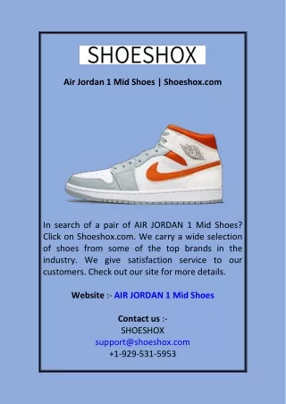 Air Jordan 1 Mid Shoes Shoeshox.com