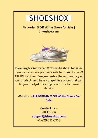 Air Jordan X Off White Shoes for Sale Shoeshox.com