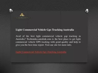 Light Commercial Vehicle Gps Tracking Australia  Techtonika-autolink.com