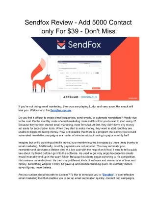 sendfox review add 5000 contact only