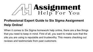 professional expert guide to six sigma assignment
