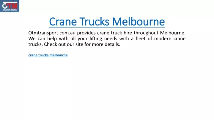 crane trucks melbourne