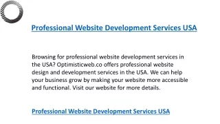 Professional Website Development Services Usa   Optimisticweb.co