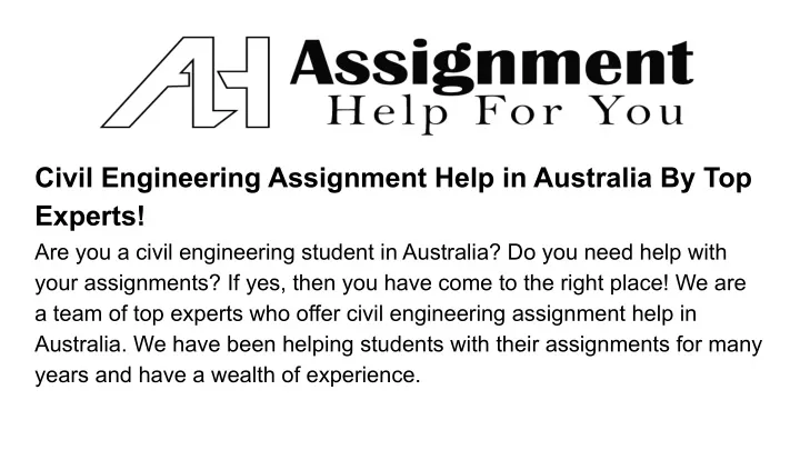 civil engineering assignment help in australia