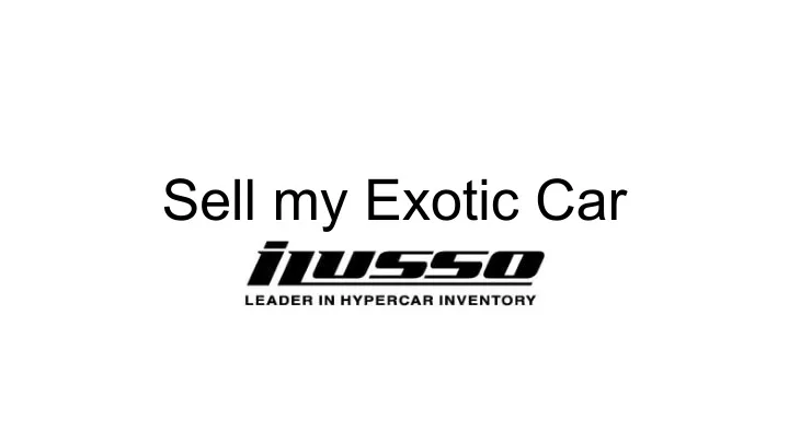 sell my exotic car