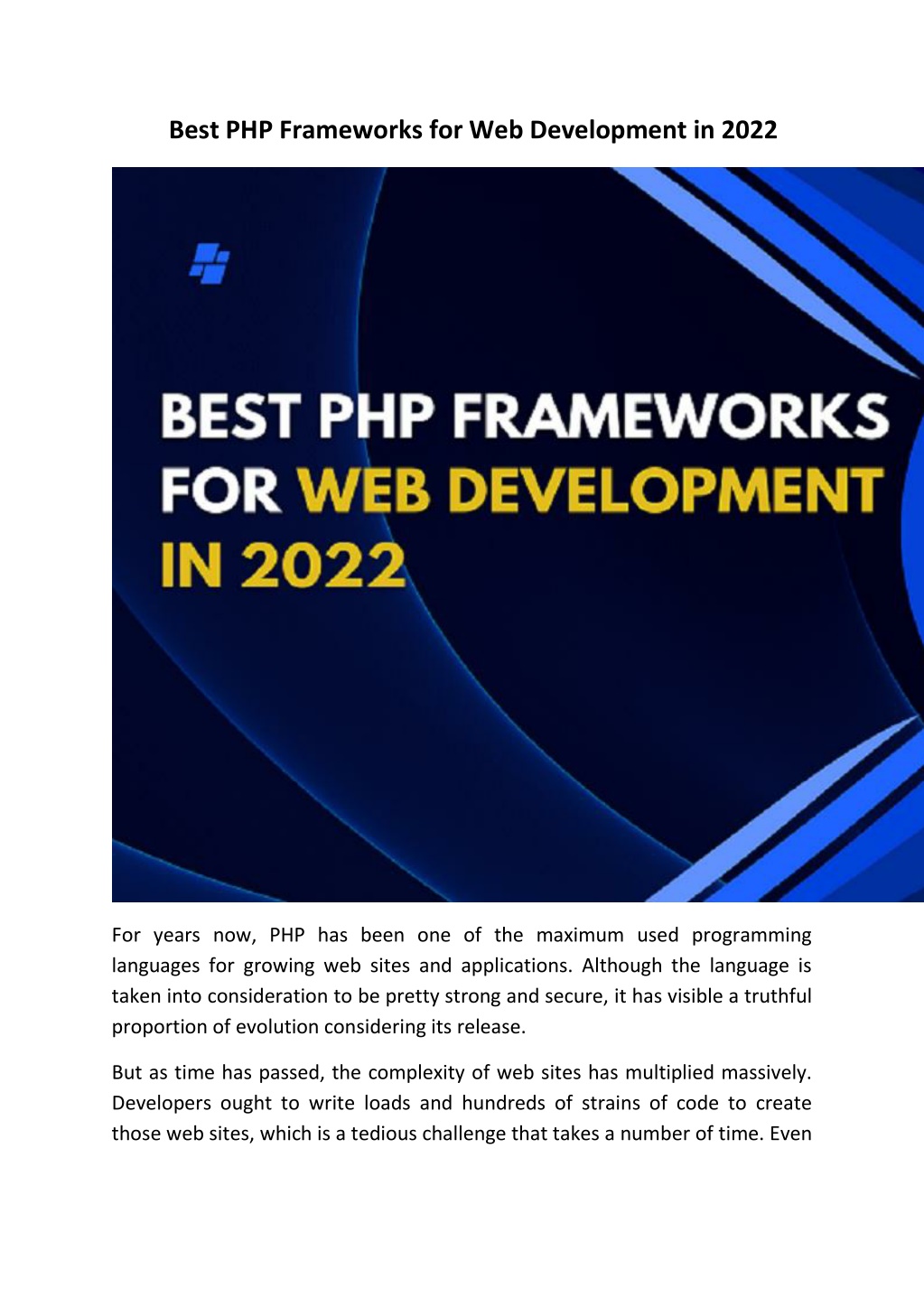 PPT - Best PHP Frameworks for Web Development in 2022 PowerPoint ...
