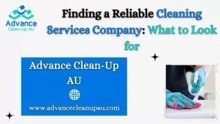 Finding a Reliable Cleaning Services Company What to Look for