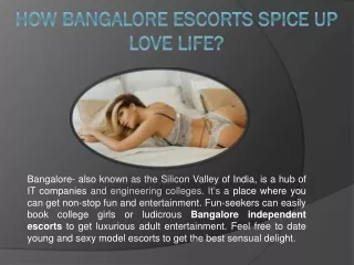 How Bangalore Escorts Spice Up Love Life