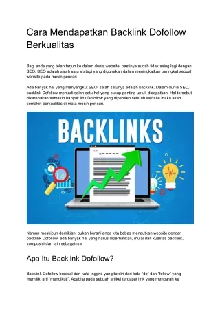 Cara Mendapatkan Backlink Dofollow Berkualitas