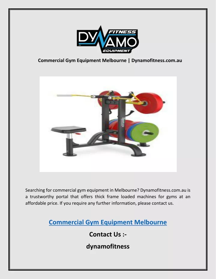 commercial gym equipment melbourne dynamofitness