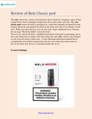 Review of Relx Classic pod