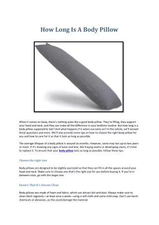how long is a body pillow