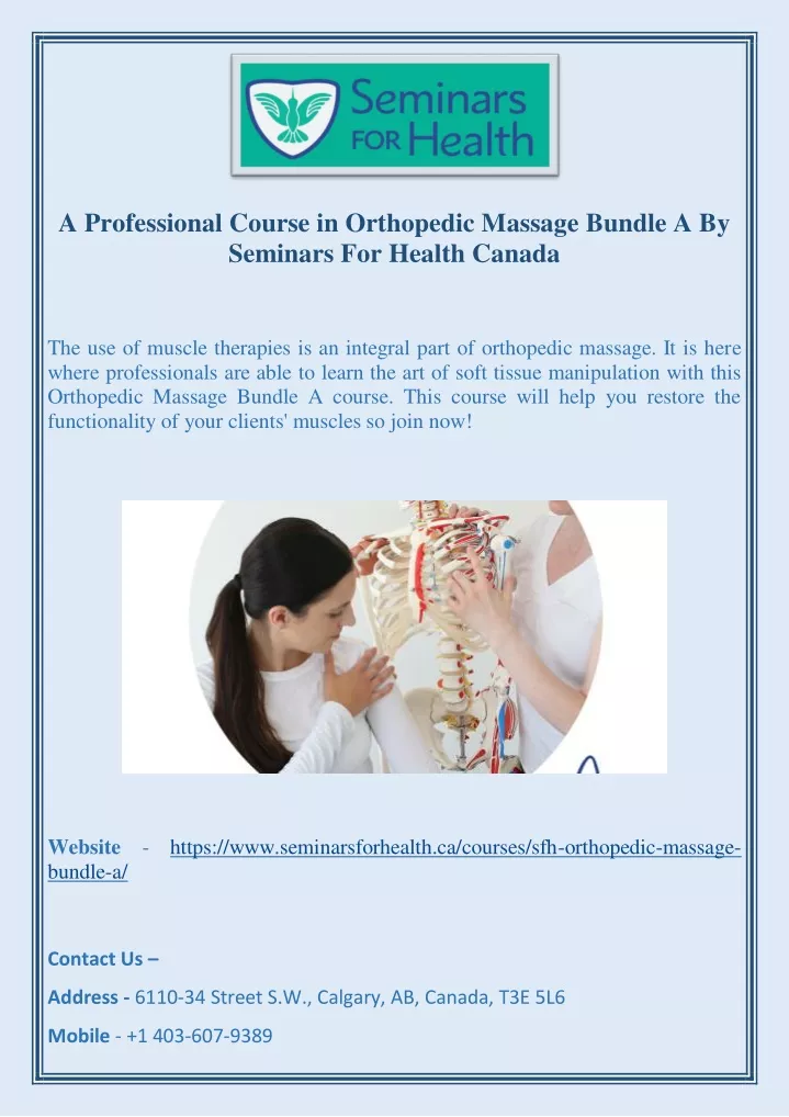 a professional course in orthopedic massage
