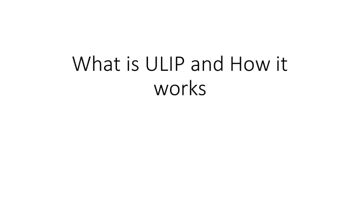 what is ulip and how it works