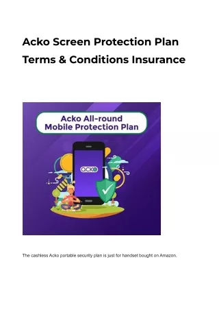 Acko Screen Protection Plan Terms & Conditions Insurance