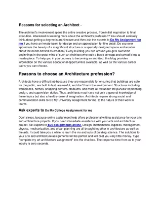 reasons for selecting an architect