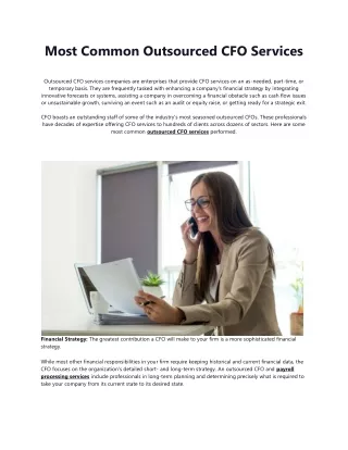 Most Common Outsourced CFO Services