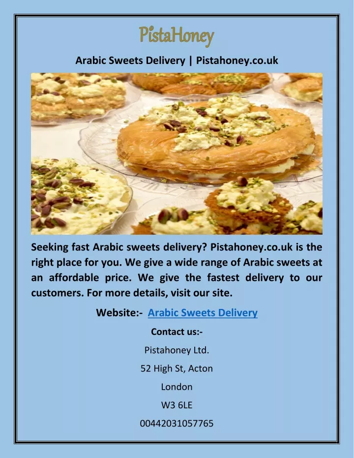 arabic sweets delivery pistahoney co uk