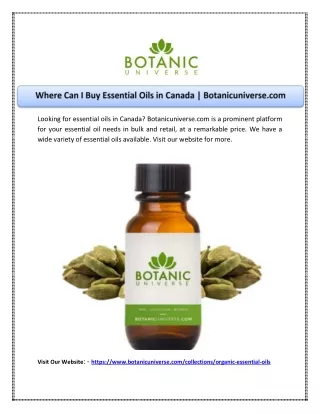 Where Can I Buy Essential Oils in Canada | Botanicuniverse.com
