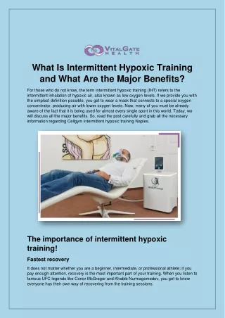 what is intermittent hypoxic training and what
