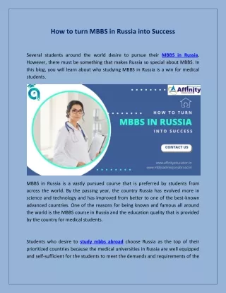 how to turn mbbs in russia into success