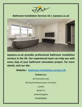 Bathroom Installation Services Uk | Jayexecs.co.uk