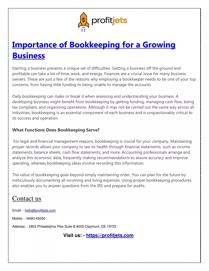 importance of bookkeeping for a growing business