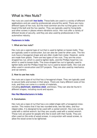 what is hex nuts