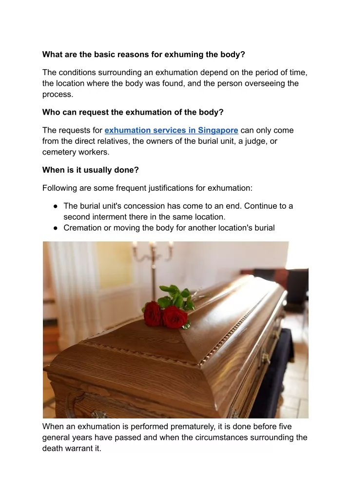 PPT - What are the basic reasons for exhuming the body PowerPoint 