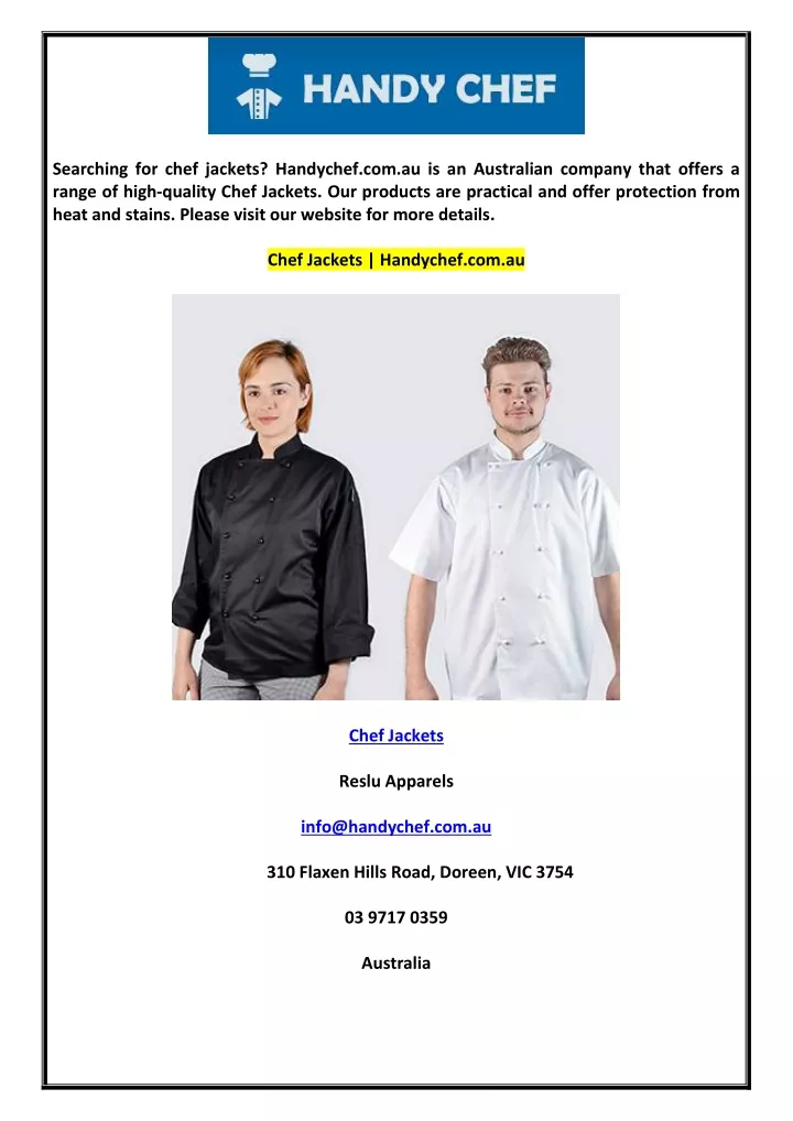 searching for chef jackets handychef