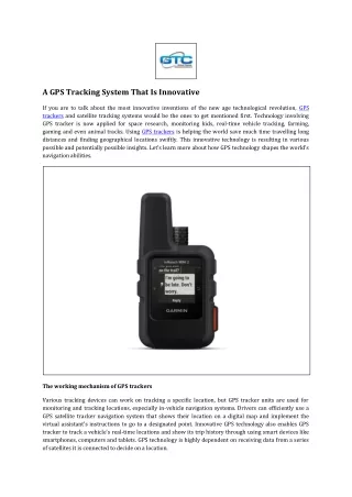 A GPS Tracking System That Is Innovative