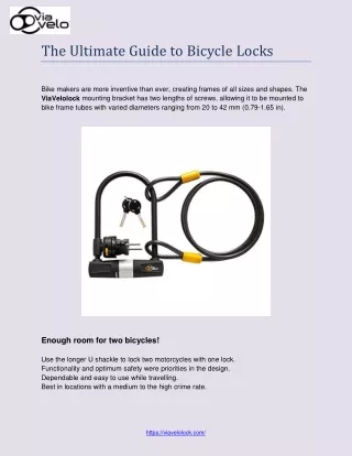 The Ultimate Guide to Bicycle Locks