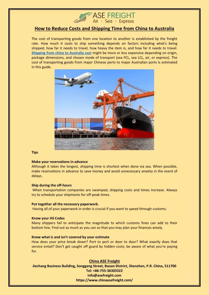 how to reduce costs and shipping time from china
