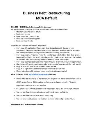Business Debt Restructuring MCA Default