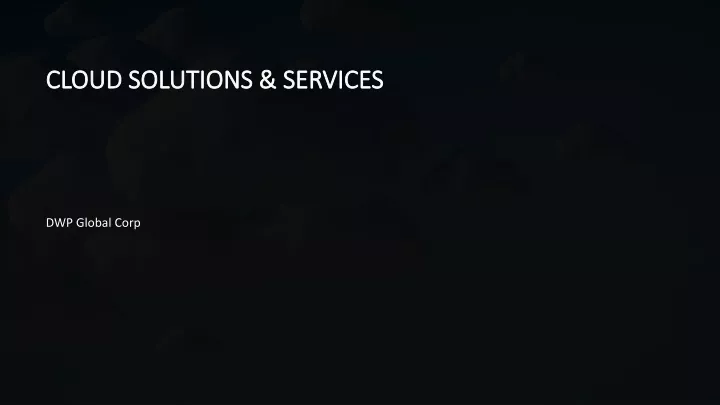 cloud solutions services