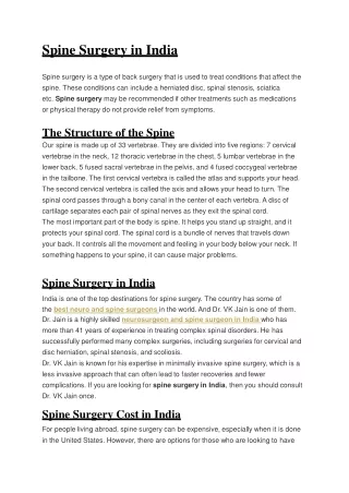 Spine surgery in India