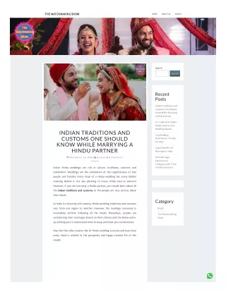 Indian Traditions and Customs One Should Know While Marrying a Hindu Partner