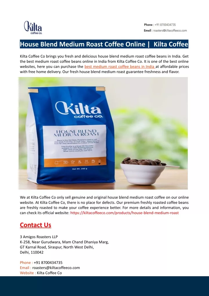 house blend medium roast coffee online kilta